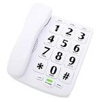 KerLiTar Enhanced Version Big Button Phone for Elderly Home Senior Phones Landline Telephone Amplified Corded Phone with Super Loud Sound for Hearing Impaired (White)