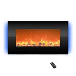 Northwest Electric Fireplace - 30 Inch Wall Mounted Fireplace - 13 Backlight Colors and Remote Controlled LED Flames, Heat, and Brightness (Black)