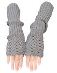 Novawo Scale Design Winter Warm Fingerless Gloves Knitted Long Arm Warmers for Women