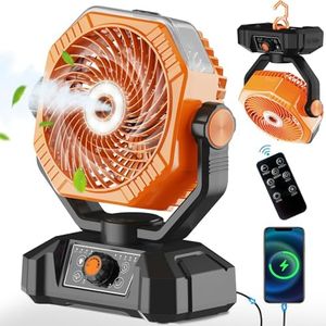 Misting Fan Portable, 2 Mist Modes 180ml Water Tank, 8 Inch Rechargeable 20000mah 60hrs Battery Powered Fan, Camping Fan With Oscillating, Remote Control, Timer, Mister Fans For Home, Outdoor, Travel