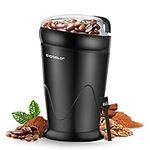 Aigostar Electric Coffee Grinder, Stainless Steel Blade, 150W, 60g Capacity, Cord Storage, Portable & Compact for Coffee Beans, Spice, Nuts, Seeds, Herbs, Black - Breath 30KYI.