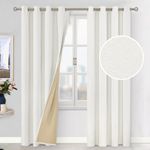 BGment Off White Blackout Curtains for Living Room 84 Inch Length 2 Panels Set, Faux Linen Textured Light Blocking Thermal Insulated Privacy Grommet Window Drapes for Bedroom, Each 52 Inches Wide