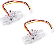 JESSINIE 2Pcs YF-S201C DC3.5-24V G1/2" Transparent Flow Sensor Turbine Flowmeter Water Flow Sensor Transparent Water Flow Meter YF-S201C Range 1-30L/min