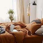 Omelas Caramel Pumpkin Duvet Cover Queen Size Burnt Orange Rust Modern Minimalist Style Solid Color Bedding Sets 3 Pieces Soft Lightweight Microfiber Comforter Cover with Zipper Closure for Women Men