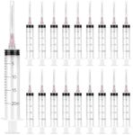 100 Pack Disposable 20ml/cc Syringes with Needle 18G 1.5”, Sterile Measuring Syringe Tool Individually Packaged for Scientific Labs, Epoxy Resin, Craft, Machine Oil, Ink or Glue Applicator