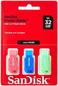 SanDisk 32GB Cruzer Blade USB Flash Drive, Blue/Pink/Green, 3count(Pack of 1)