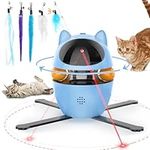 PETTOM Cat Toys for Indoor Cats Adult, 3 in 1 Interactive Cat Toy with Rotating Feather/Tracks Ball, Automatic Cats Toys for Boredom- USB Rechargeable, Gifts for Cats (Blue)