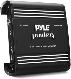 Pyle 2 Channel Car Stereo Amplifier - 2000W High Power Dual Channel Bridgeable Audio Sound Auto Small Speaker Amp Box w/ MOSFET, Crossover, Bass Boost Control, Silver Plated RCA Input Output-PLA2378