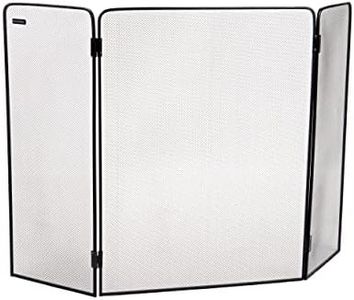 Mind Reader 3-Panel Fireplace Screen, Folding, Indoor Outdoor, Stand Alone, Metal Mesh, 26.25" L x 0.25" W x 24" H, Black