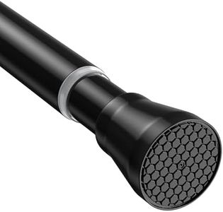 Fvonzn Tension Rods for Windows 28 to 48 Inch - Black Tension Curtain Rod | Spring Tension Rod, No Drill, Non Slip, Adjustable Curtain Rods