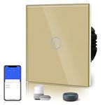 BSEED Smart Light Switch, 1 Gang 1 Way WiFi Touch Switch, Work with Alexa/Google Home, Voice/App Control Sharing Glass Touch Switches(Neutral Wire Required)