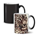 Tiger Face Photo Color Changing Mug, Danger Cup - Large, Easy-Grip Handle, Heat Activated, Ideal for Coffee & Tea Drinkers, Made by Wellcoda