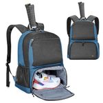 DSLEAF Tennis Bag Holds 2 Rackets, Tennis Backpack with Separate Ventilated Shoe Compartment Up to Mens 13 for Tennis/Pickleball/Badminton/Squash Sports
