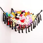 KOHUIJOO Stuffed Animal Net or Hammock, Jumbo Stuffed Animal Hammock Net Coner Wall Hanging Toy Organizer for Kids' Bedroom, Nursery and Playroom (Black)