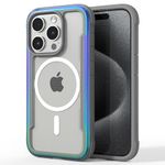 RAPTIC by X-Doria iPhone 15 Pro Case, Shield (Durable Aluminum Frame) Shockproof Protective Clear Case/Cover Designed for iPhone 15 Pro (6.1-Inch) 2023, Mag-Safe Charging Compatible - Iridescent