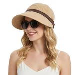 SANNIDHI® Summer Caps for Women Wide Brim Sun Hats Sun Visor Cap for Women Fashion Outdoor Lightweight Packable UV Protection Ladies Hat for Travel, Daily, Hiking, Golfing - Khaki