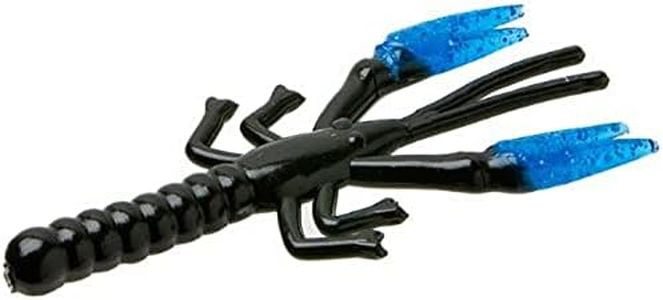 Zoom Lil' Critter Craw Bait-Pack of 12 (Black/Blue Claw, 3.12-Inch)