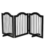 PawHut Freestanding Pet Gate for Dogs 24" Tall Foldable Dog Gates Indoor Wooden Barrier 3 Panels with 2 Support Feet, for Doorway Stairs, Black