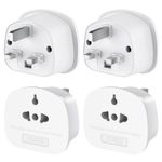 4 Pack European to UK Plug Adaptor, US to UK Travel Plug Adapter with 13A Fuse for USA, EU, Australia, Thailand, Canada, Japan and More (Type A, B, C, I, E, F, L)