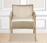 APRODZ Deleon Living Chair in Cane Back Upholstered (Light Brown Finish)