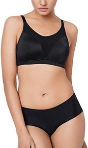 Wacoal Women's Asean Sports Padded Non-Wired Full Coverage Full Support Sports Bra, [36C, Black]