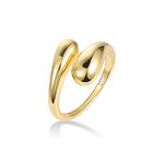 ALEXCRAFT Gold Rings For Women, 14K Gold Plated Chunky Thick Ring Gold Teardrop Waterdrop Ring Curved Open Adjustable 925 Sterling Silver Ring Thumb Finger Rings Large Smooth Gold Ring for Women Men