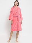 Trident Classic 100% Cotton Shawl Collar Bathrobe, Dressing Gown, Super Soft, Absorbent - Perfect for Gym, Shower, Spa, Hotel Robe, Vacation - Medium - Strawberry Pink