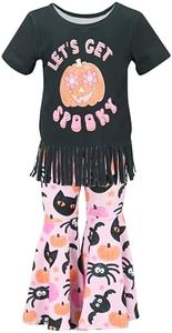Unique Baby Girls Toddler Halloween Bell Bottom Legging Set Outfit (5Y, Get Spooky)