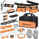 VIGRUE 𝐊𝐢𝐝𝐬 𝐓𝐨𝐨𝐥 𝐒𝐞𝐭, Children Gift Present Real Hand Tools Kit with Belt and Bag, Boy Builder Small Learning Accessories Construction Hammer Screwdriver for Home DIY Woodworking