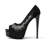 SAMMITOP Women's Peep Toe Pumps Platform High Heel Sandals Dress Shoes, L-black, 12.5