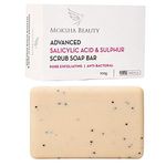 Salicylic Acid, Tea Tree Oil and Sulphur Soap Scrub Bar - [Made In U.K] Salicylic Acid Treatment for Acne Spots Blackheads Blemishes Pimples Oily Skin - 100g