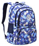 SellerFun Girl Geometric Printed Primary Junior High University School Bag Bookbag Backpack(2# Blue,35L)