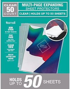 Samsill High Capacity Sheet Protectors, 50 Pack, 8.5x11 Inch Page Protectors for 3 Ring Binder, Heavy Duty, Multi-Page Protector, Holds 50 Sheets, Top Loading, Acid Free