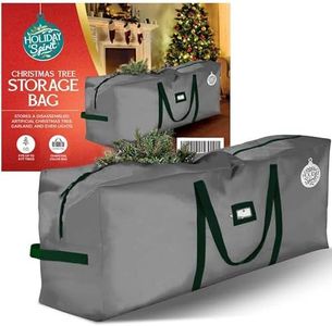 HOLIDAY SPIRIT Heavy Duty Canvas Bags for Christmas Tree - Waterproof Storage Bag with Reinforced Handles and Dual Zipper for 9 Ft Tree - 600D Oxford Material Protects from Dust and Moisture, Charcoal