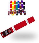 MAR |Martial Arts Coloured Plain Red Belts Karate, Judo, Taekwondo, Jiu Jitsu, Colour Ranking Grading Belts Solid Plain Poly Cotton with 9 Rows of Stitching Durable Belts in Size (220cm)