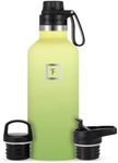 IRON °FLASK Sports Water Bottle - 945 ml, 3 Lids (Spout Lid), Vacuum Insulated Stainless Steel, Hot Cold, Double Walled, Thermo Mug, Standard Metal Canteen (Lime)