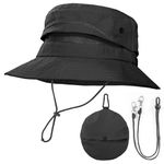 TXJ Sports Fishing Hat for Men Women, Foldable Sun Hat Breathable Bucket Hat UV Protection for Hiking Beach Fishing Black