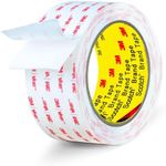 2in X 9.85ft Double Sided Tape Heavy Duty, Removable Mounting Tape for Wall, White Sticky Foam Tape, Picture Hanging Strips & Poster Hanger, Waterproof Adhesive Strips, Carpet Tape & Rug Gripper
