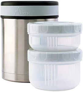 Laken Thermal Insulated Stainless Steel Food Flask 1 Litre + 2 PP Containers, Plain