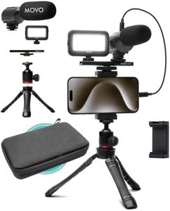 Movo USB-C Vlogging Kit for iPhone 15 - Phone Video Kit Accessories: Phone Tripod, Phone Mount, LED Light and Cellphone Shotgun Microphone for Phone Video Recording for YouTube, Vlog