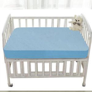 Trance Home Linen Cotton Terry Premium Baby Toddler Waterproof Crib Bed Protector Fitted Sheet | Cradle Mattress Cover Bed Protectors | Elasticated | Hypoallergenic (28"x52" | Sky Blue | Pack 2)