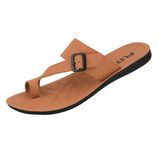 Flite PU mens Pug086g Slippers/Men's Faux Leather Slipper - Flat Chappal cum Thong Sandal - For Daily Use Outdoor Indoor Formal Office Home Ethnic Casual Wear (Tan, numeric_7)