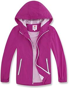 M2C Girls Lightweight Windproof Coat Hooded Water Resistant Jacket 4-5 Yrs Hot Pink