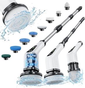 Leebein Electric Spin Scrubber, Cordless Cleaning Brush with 8 Replaceable Brush Heads, Tub and Floor Tile Power Scrubber Dual Speed with Adjustable & Detachable Handle for Bathroom Cleaning