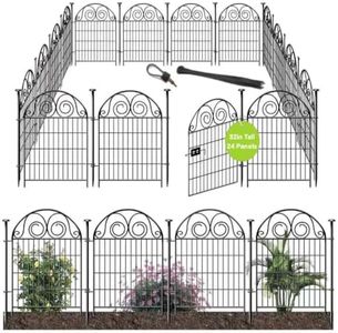 Getlay Dog Fence Outdoor for Yard, 32 Inch(H) 24 Panels Total Length 52.5 Ft(L) Pet Fence, Black Metal Animal Barrier Fencing,Reusable Decorative Fences for Garden │Patented