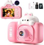 Jovow Kids Camera Toys, 1080P HD Digital Video Camcorder Camera with Soft Silicone Cover, Portable Selfie Camera for Kids 3 4 5 6 7 8 Year Old Girls with 32G Card