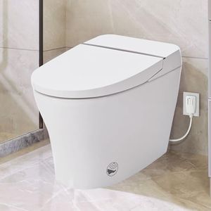 Smart Toilet with Bidet Built In, Toilet Seat Bidet Tankless Toilet with Self-Cleaning Nozzle, Sensor Flush Night, Light and Power Outage Flushing, Soft Close Dual Flush Toilet 1/1.28 GPF White