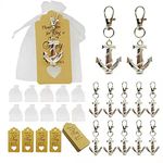 Aotoer 50Pcs Anchor Keychain Party Favor Wedding Favors for Guests, Creative Souvenirs Gifts with Drawstring Gift Bags and Thankyou Tags for Nautical Theme Wedding Party Decorations