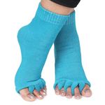 Aegon Foot Alignment Socks Cotton | 5 Toe Separator | For Foot Pain Relief | Bunion Corrector | Hallux Valgus | Plantar Fasciitis | 1 Pair (Blue)