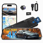 Mirror Dual Dash Camera for Car, Dashcam 4K Front 2.5K IMX335 Rear View/ADAS BSD LCA Wi-Fi&APP WDR Night Vision G-Sensor Loop Recording Parking Monitor 64GB Card